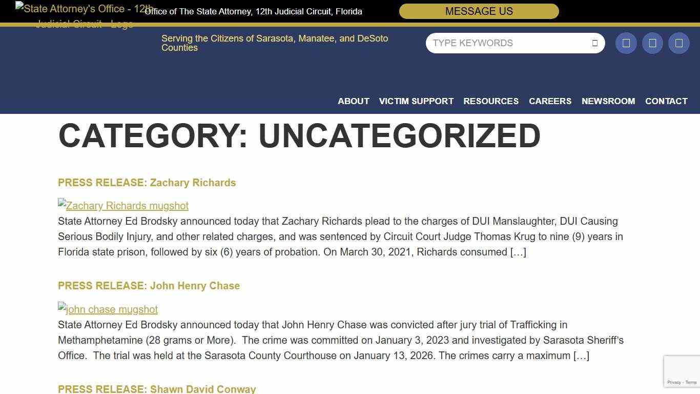 Uncategorized Archives - Office of The State Attorney, Twelfth Judicial Circuit, Florida